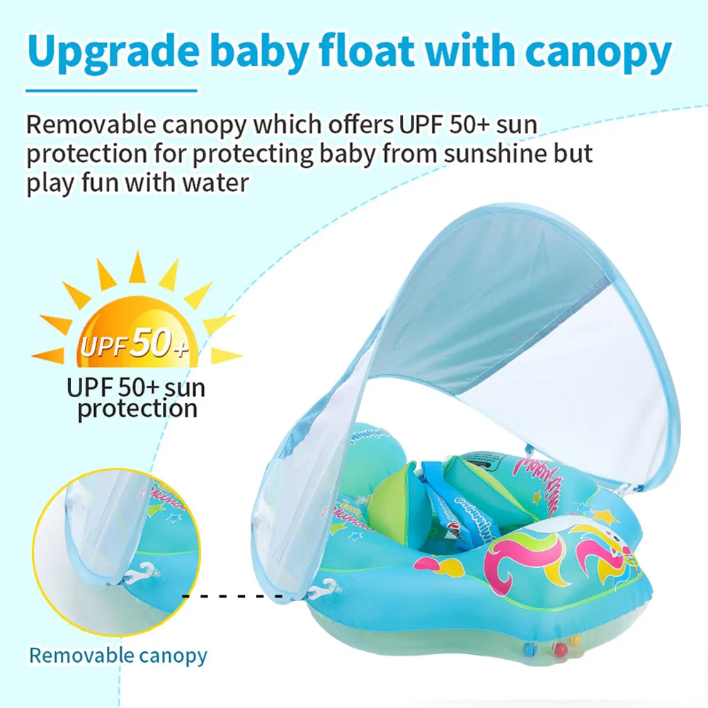 Aufblasbarer Baby-Schwimmring mit Sonnenschutz - Sicher und Komfortabel | Brehn