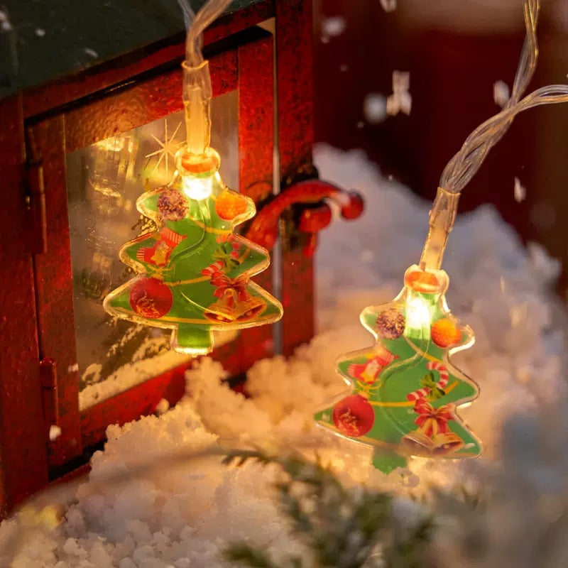 LED-Lichterkette mit Weihnachtsmotiven für festliche Dekoration
