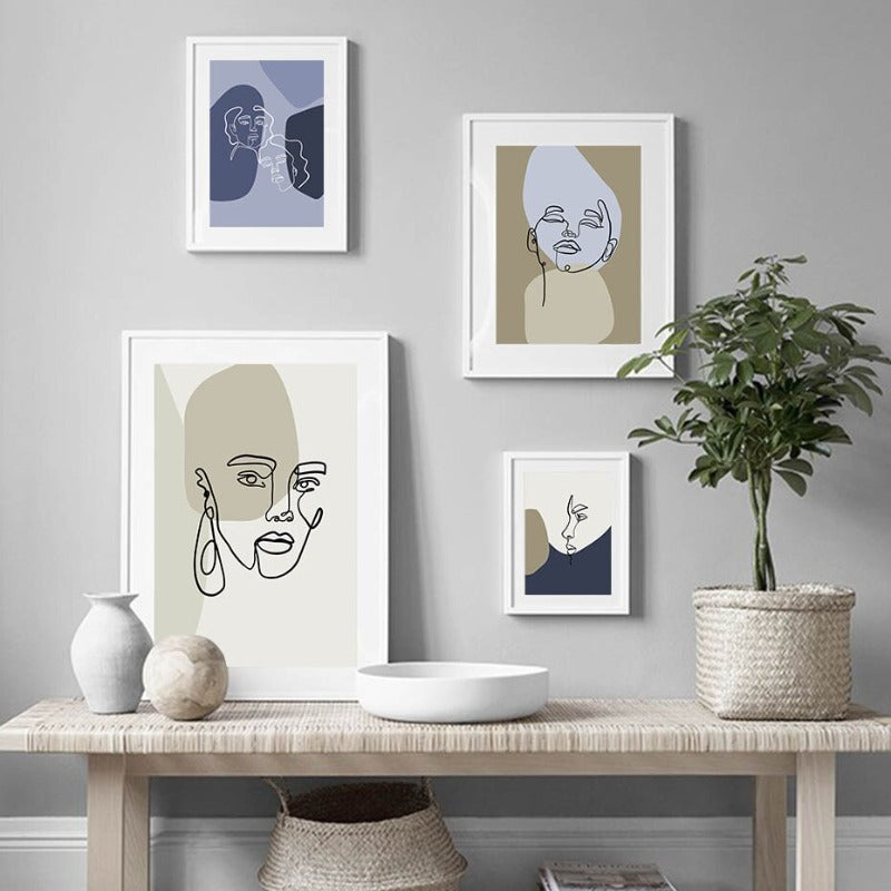 Line Graphic Art - Leinwand Wandkunst Malerei