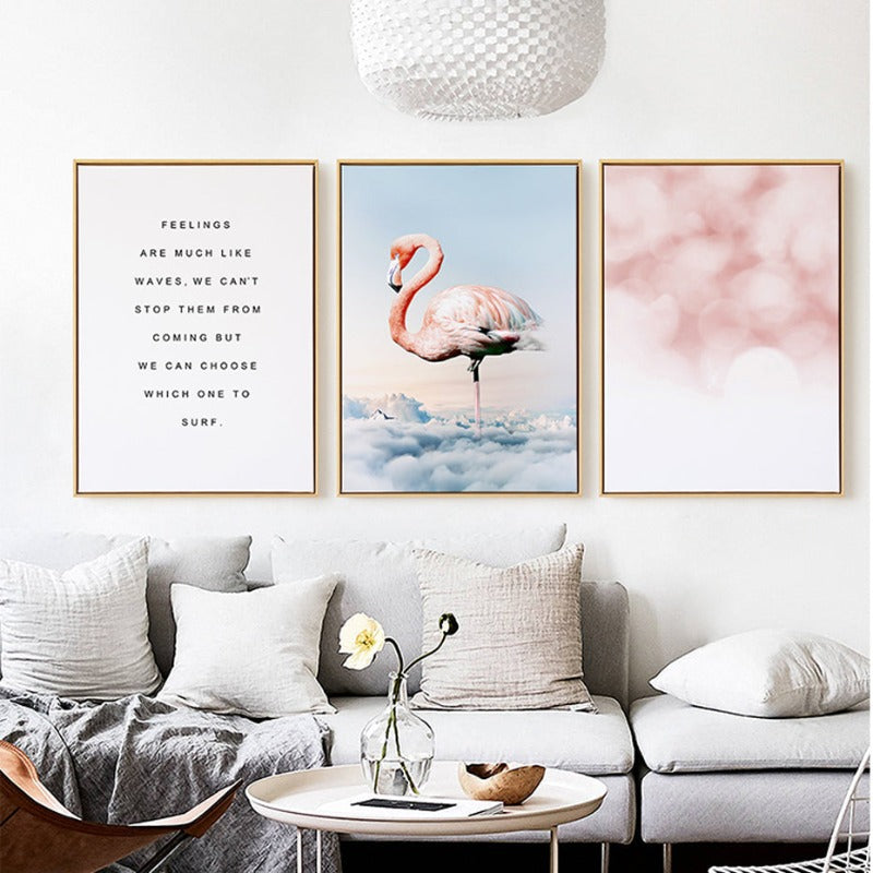 Flamingo In Landschaft - Leinwandwandkunstmalerei