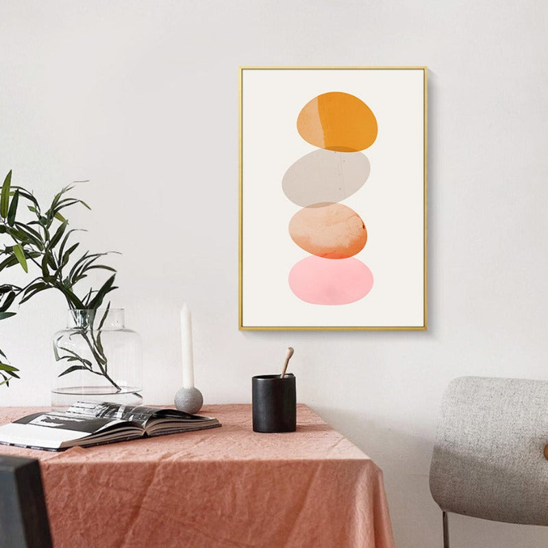 Orangefarbener geometrischer Kreisstein - Leinwandbild