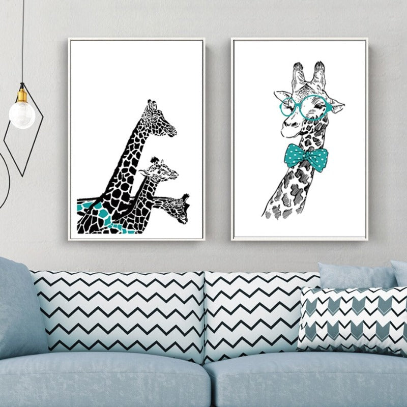 Minimalistische Tiere Giraffe Krawatte Nordisches Poster - Leinwand Wandkunst Gemälde