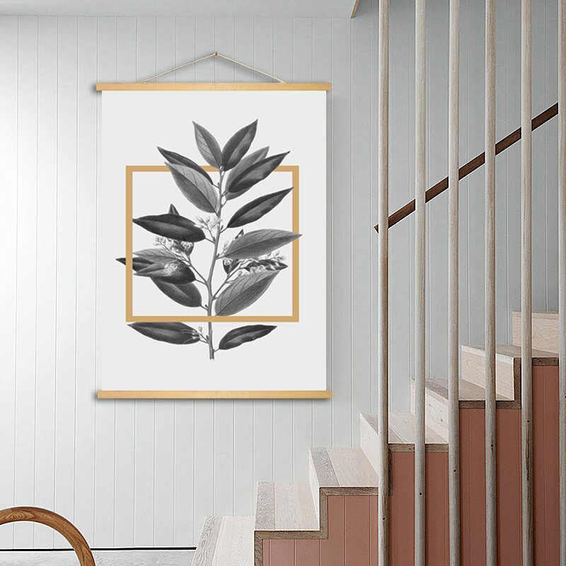 Graue Blumen Geometrische Nordische Drucke Poster - Leinwand Wandkunst Malerei