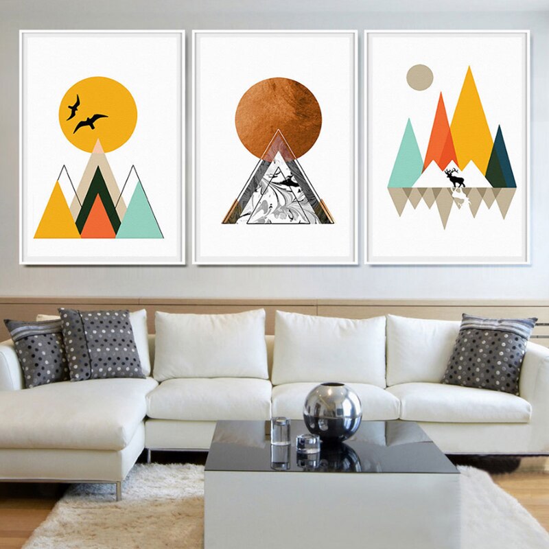 Mountain Peak Sunrise Nordic Poster - Leinwand Wandkunst Gemälde
