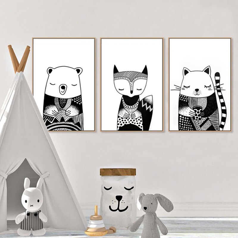 Waldbär, Fuchs, Katze – Leinwandbild