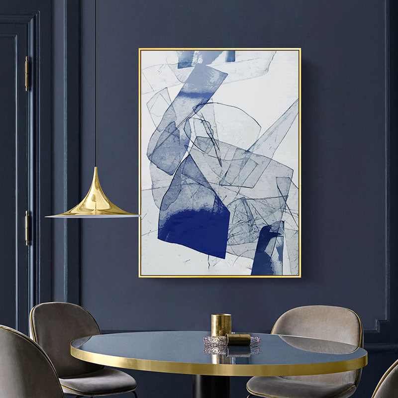 Abstraktes Aquarell Blau Poster und Druck Nordisch - Leinwand Wandkunst Gemälde
