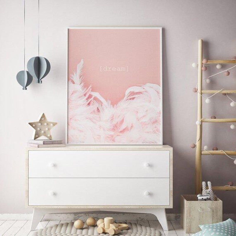 Moderne Warme Pink Nordische Kollege Traum - Leinwand Wandkunst Gemälde