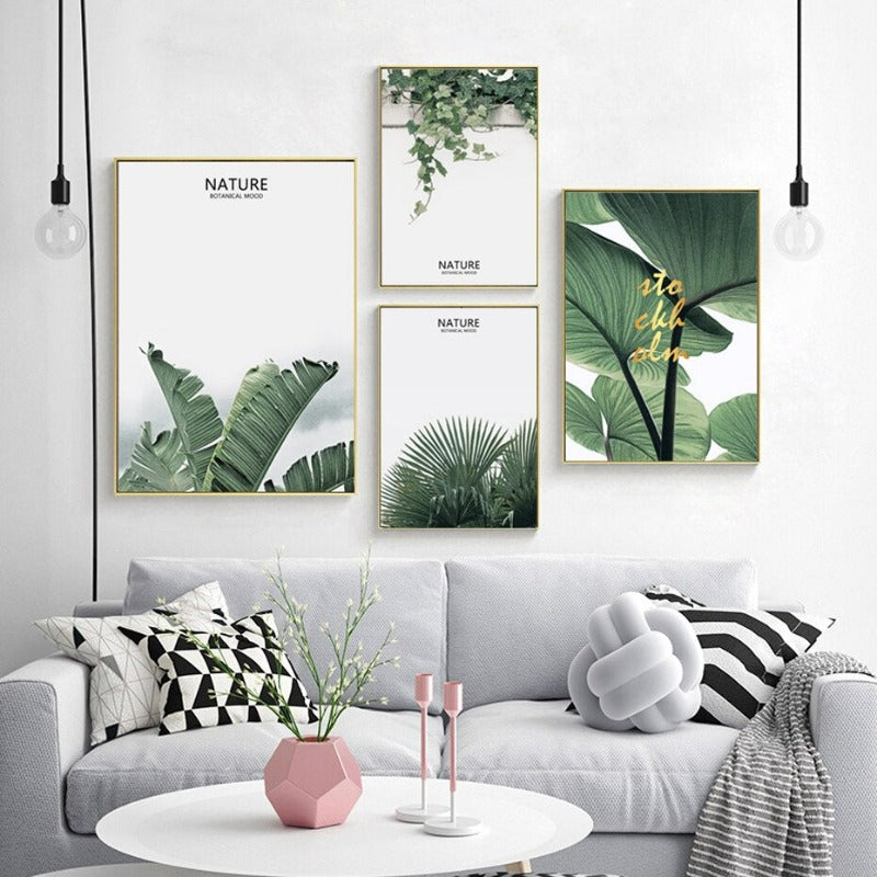 Nordische Natur, tropisches grünes Blatt - Leinwandbild