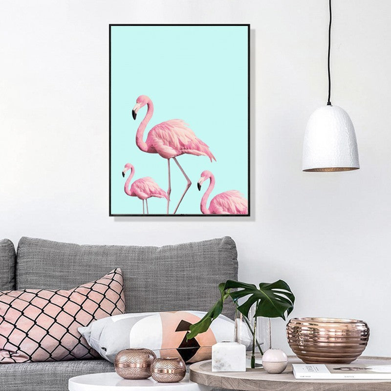 Nordischer warmrosa Flamingo - Leinwandbild