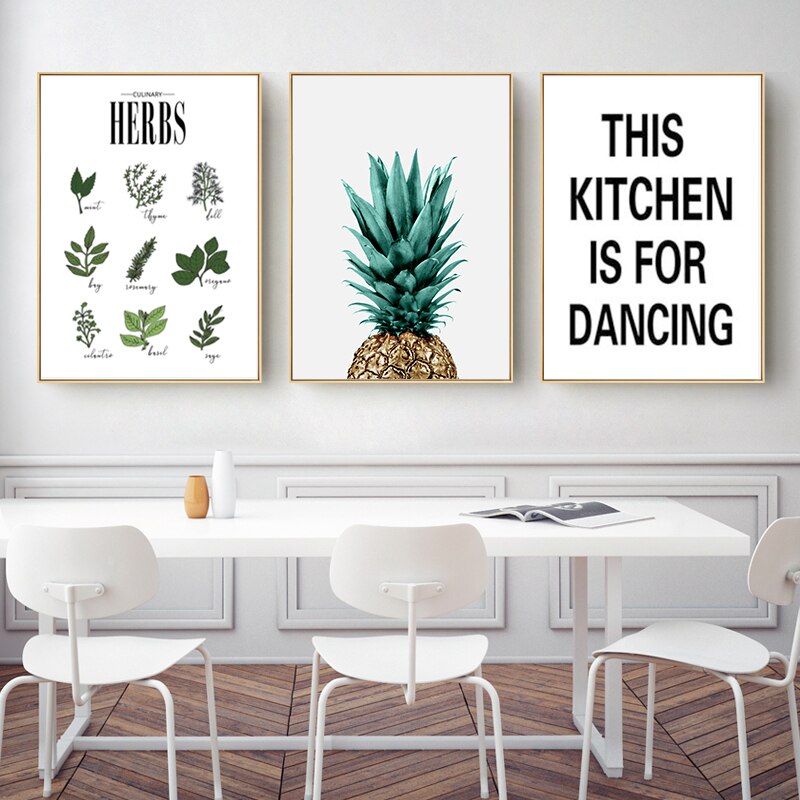 Kräuterposter Botanische Küche - Leinwand Wandkunst Gemälde
