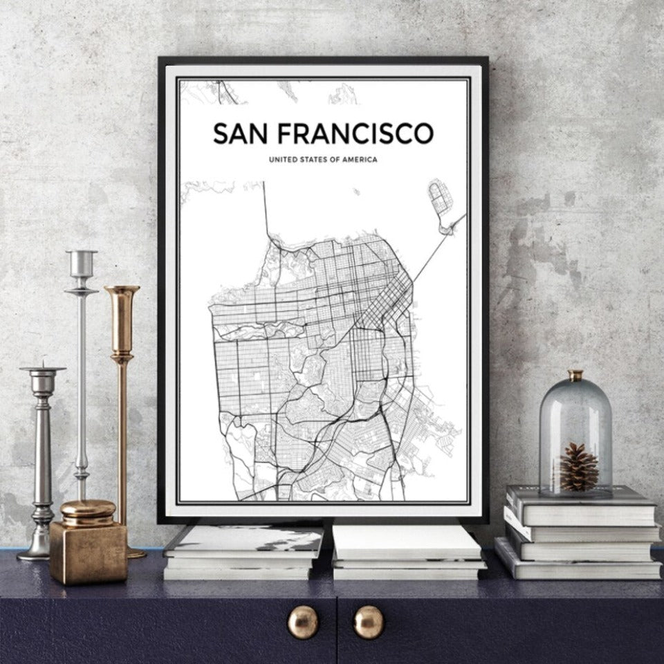 Stadtplan von San Francisco – Leinwandbild