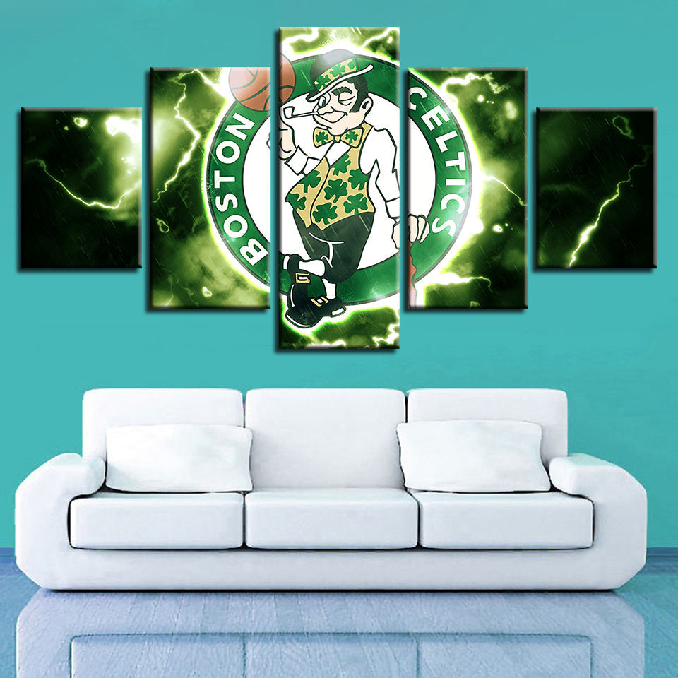 Elektrisierende Boston Celtics 5-Teiliges - Leinwand Wandkunst Gemälde