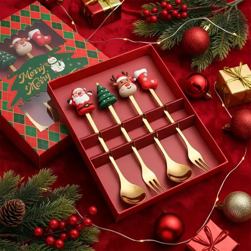 Brehn | Edelstahl Weihnachtsbesteck 4-teilige Sets