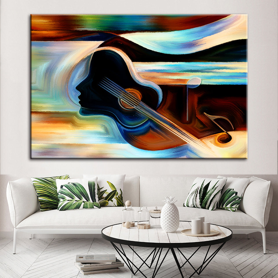 Guitar Lady - Leinwand Wandkunst Malerei
