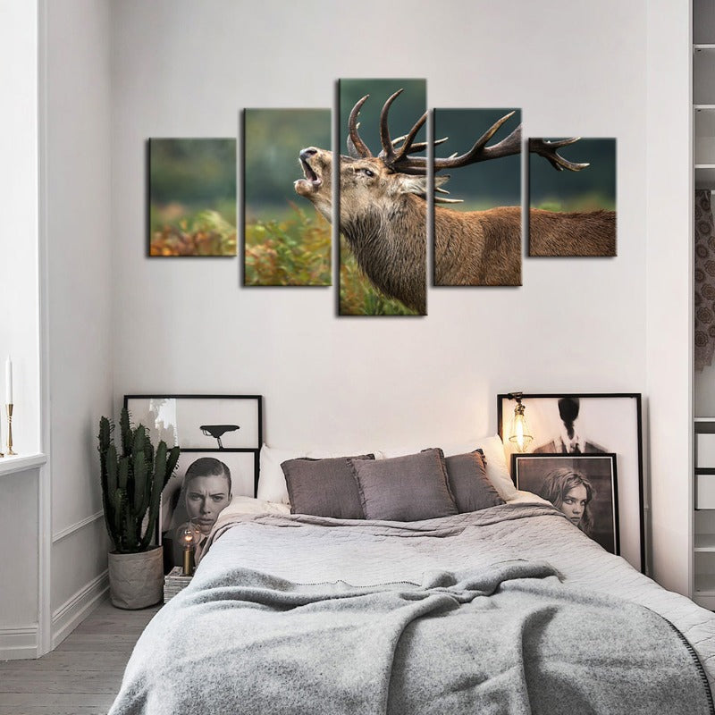5 Stück blöckendes Elch - Leinwand Wandkunst Malerei