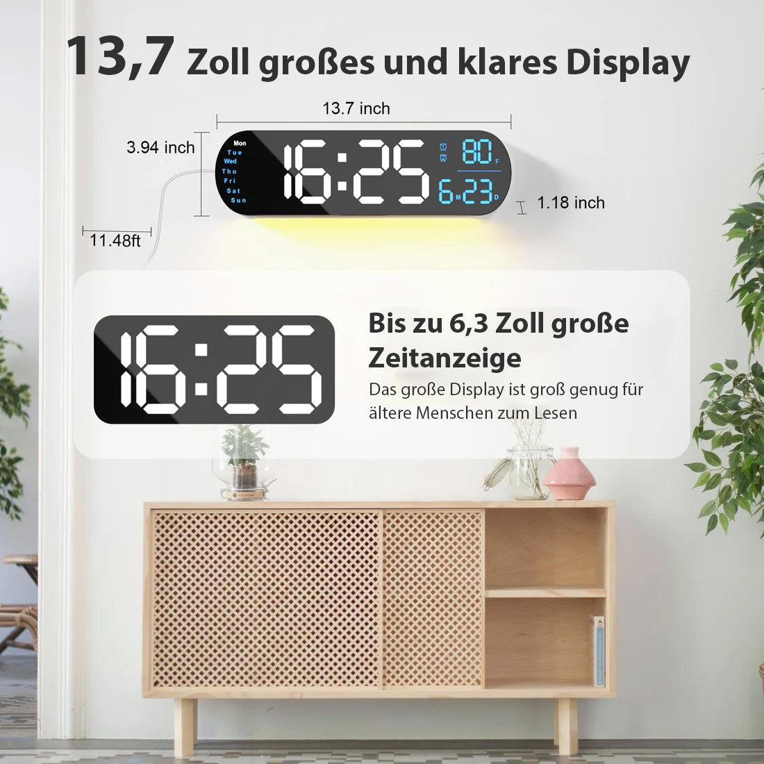 Saker Multifunktionsuhr mit LED-Anzeige | Brehn