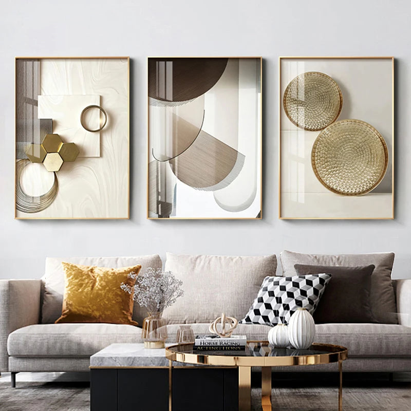 Moderne Ästhetik Abstracte Geometrie Wandkunst Feine Kunst Leinwanddrucke Bilder für luxuriöse Wohnung Wohnzimmer Esszimmer Eingang Foyer Kunst Dekor | Brehn