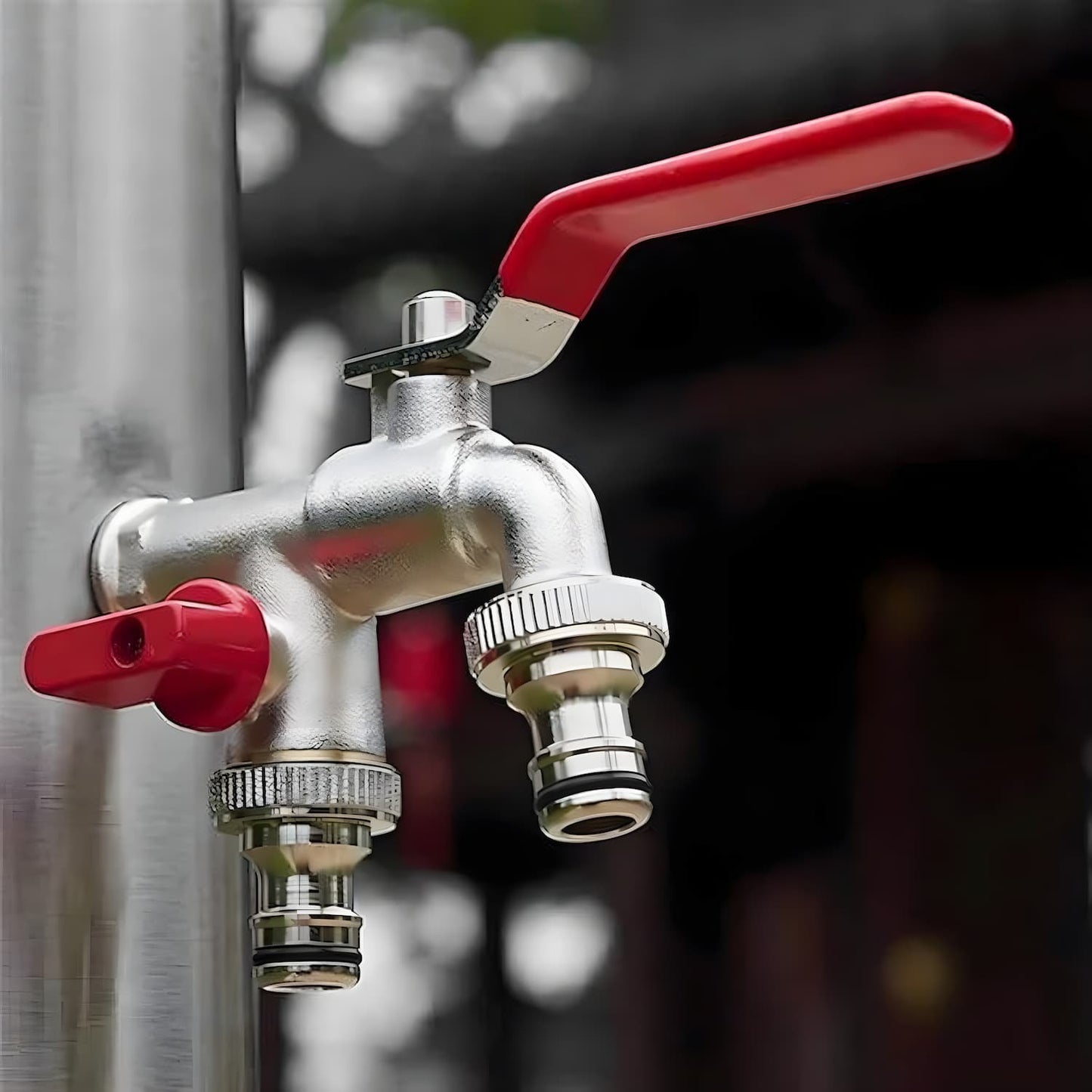 Doppel-Wasserhahn Edelstahl mit 2 Ausgängen | Brehn
