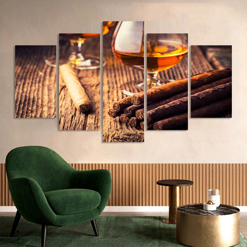 5-teilige braune moderne Kunst - Leinwand Wandkunst Gemälde