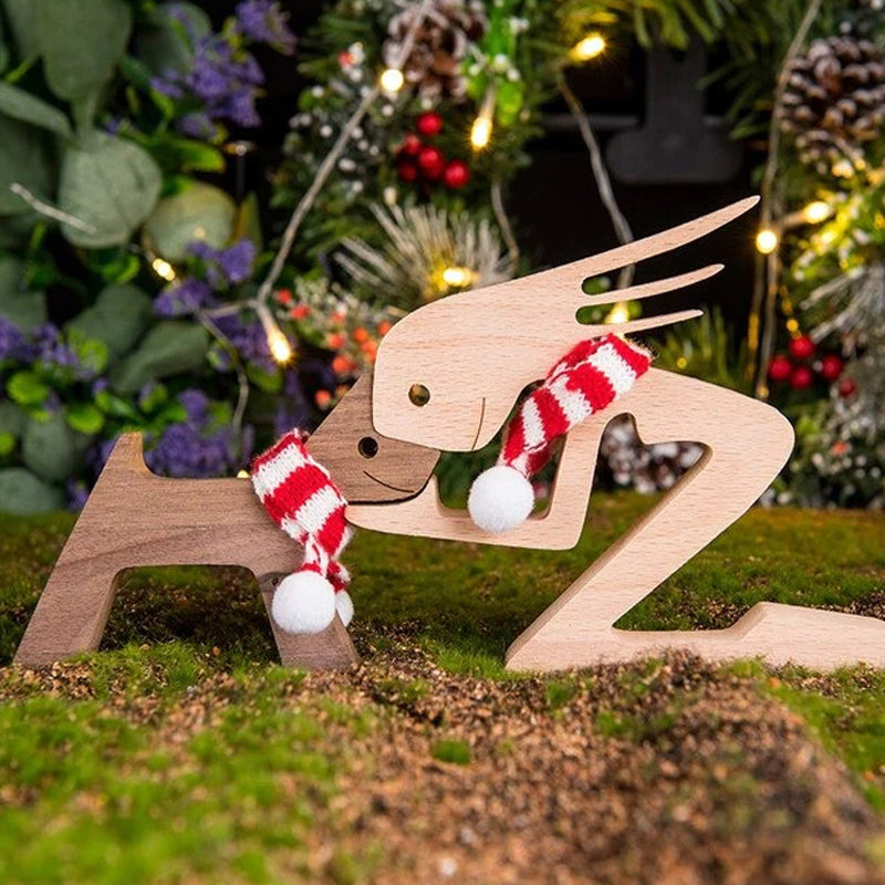 Brehn | Geschenk für Tierliebhaber - Holzskulptur Tisch Ornamente - Die Liebe zwischen Ihnen und Ihrem pelzigen Freund