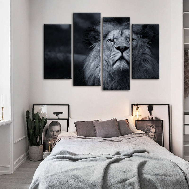 4 Teile Grau-Papier Lion - Leinwand Wandkunst Malerei