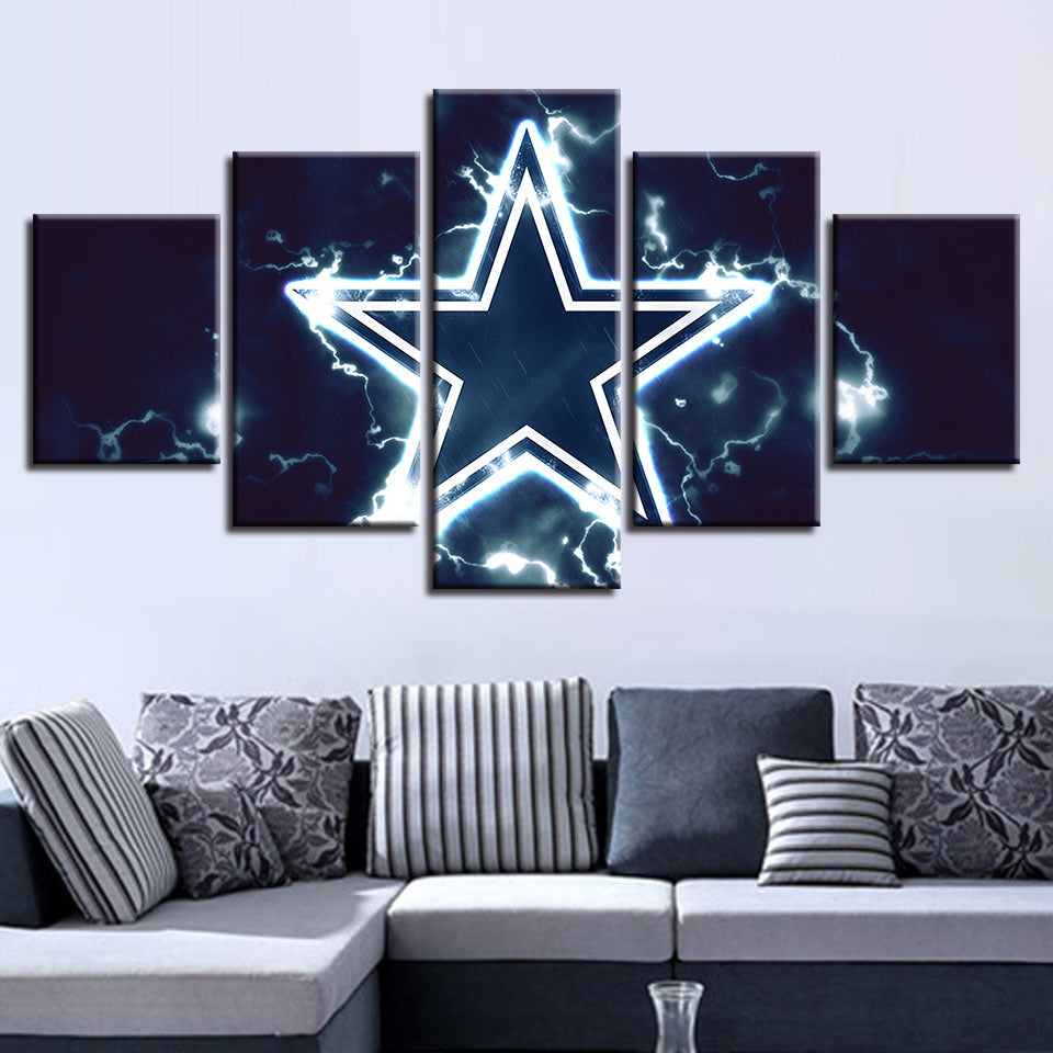 Blaue Stern-Logo 5 Teile - Leinwand Wandkunst Gemälde