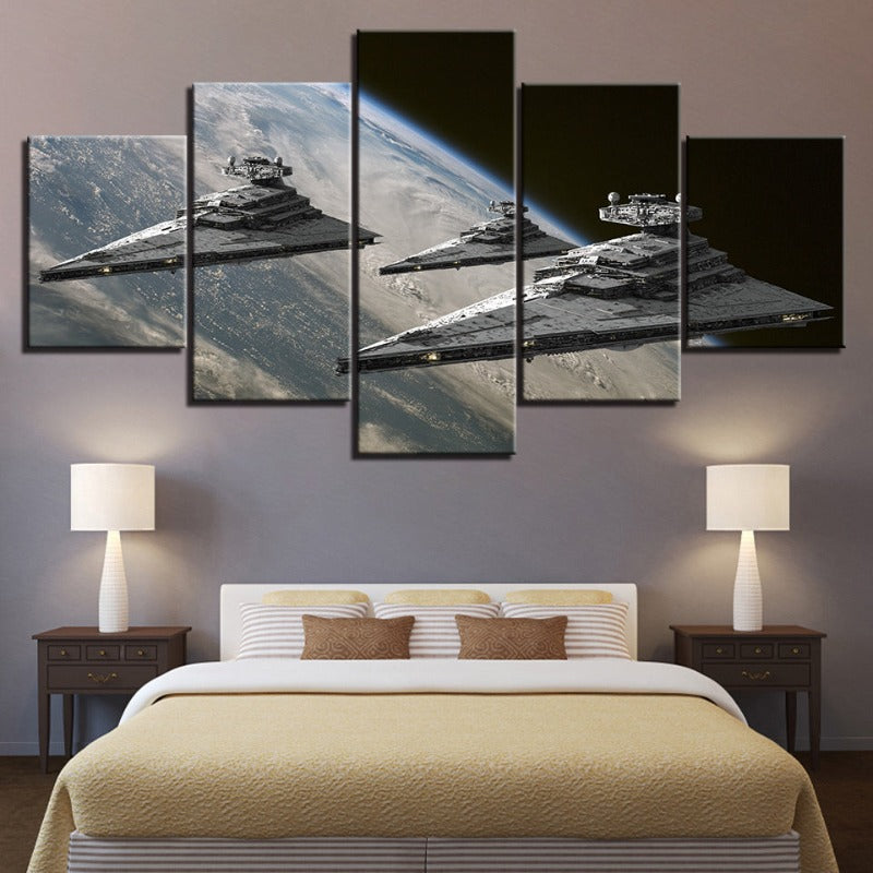 5 Stück Fantastische Aussicht aus dem Weltraum - Leinwand Wandkunst Gemälde