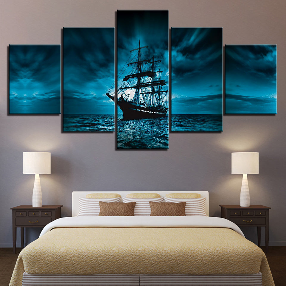 Deep Dark Ship - Leinwand Wandkunst Gemälde