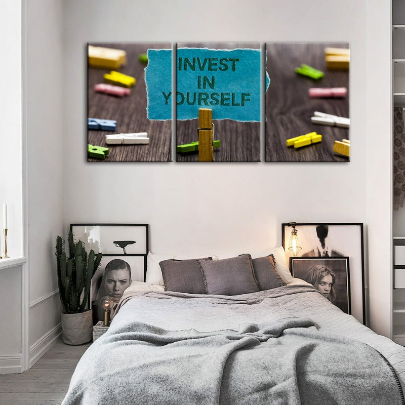 Investiere in dich selbst - Canvas Wandkunst Gemälde 3 Teile
