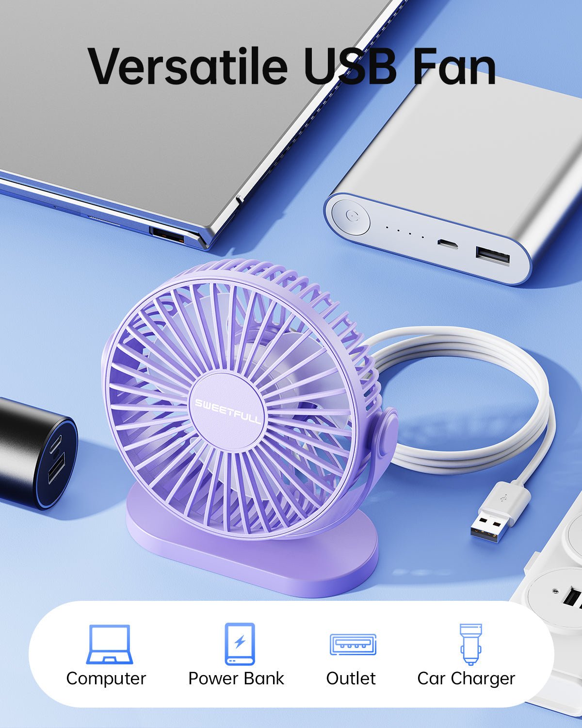 2-in-1 Hook & Desk Fan - 3-Geschwindigkeit mit 360° Rotation | Brehn