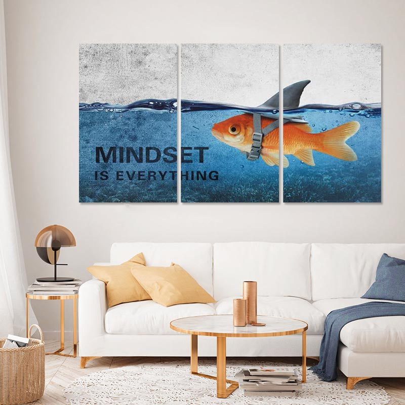 3Stk. Abstrakte Blaue Goldfisch Hai Poster Leinwand Gemälde | Brehn