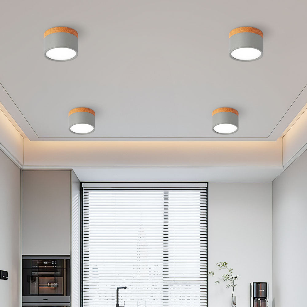 Moderne LED-Deckenleuchte, flächenbündig, zylinderförmig
