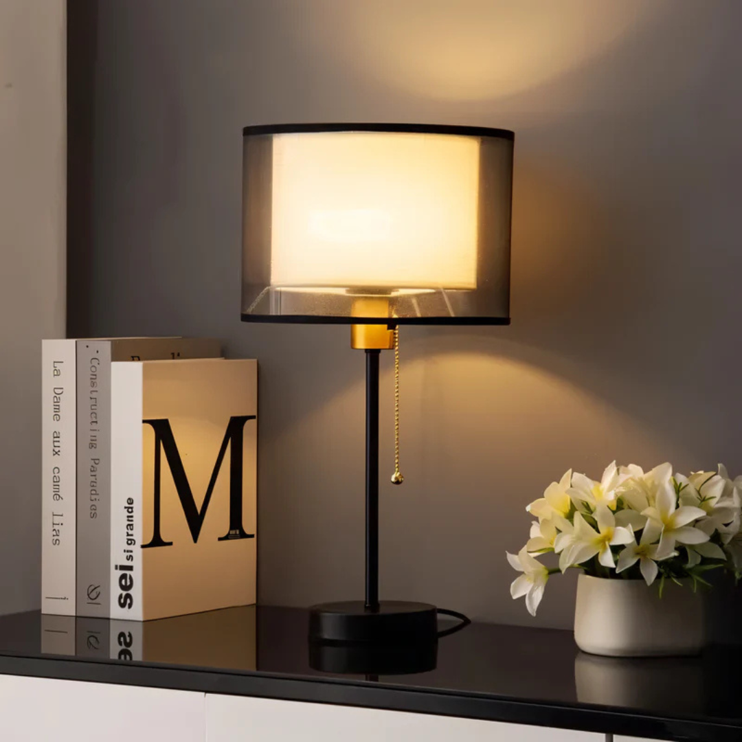 Brehn | Tischlampe mit doppellagigem Stoffschirm