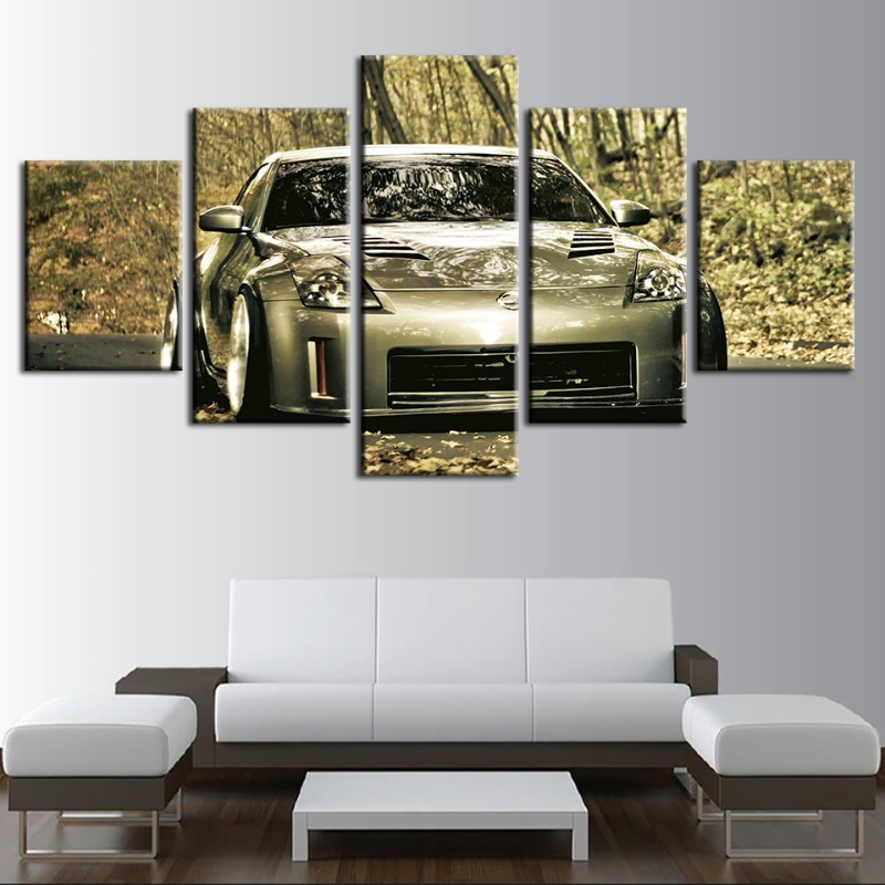 5-Teiliges Nahaufnahme Metallisches Auto - Canvas Wandkunst Gemälde