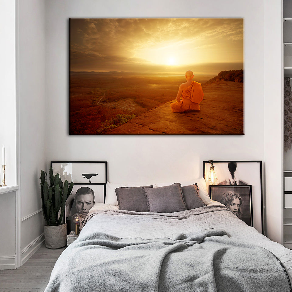 Ruhiger Sonnenuntergang an der Klippe – Leinwandbild