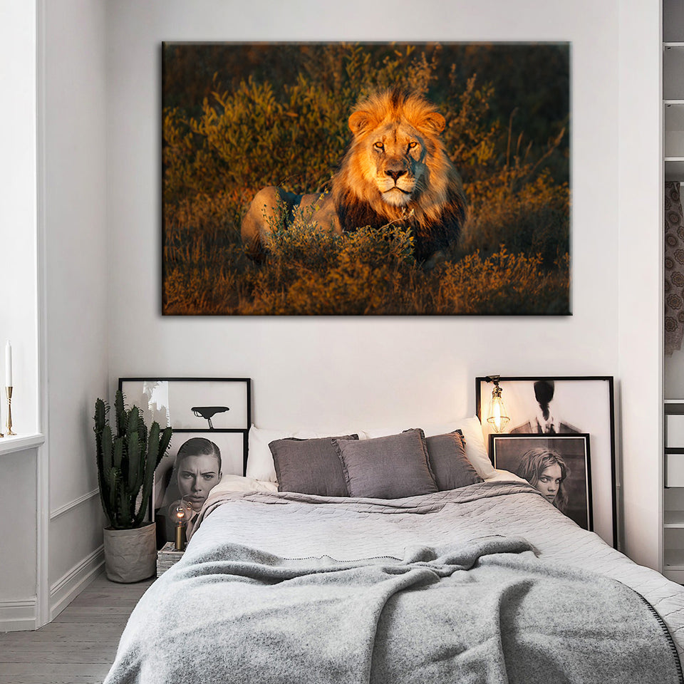 Göttlicher Sonnenuntergang Löwe - Leinwand Wandkunst Malerei