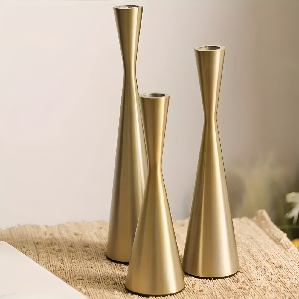 Eleganter nordischer Kerzenständer aus Messing für die Taille | 3-teiliges Set