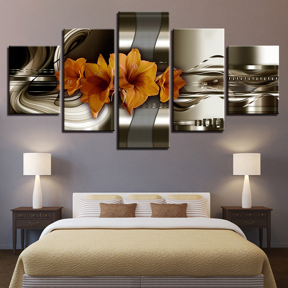 Desaturierte Amaryllis 5 Stück - Leinwand Wandkunst Gemälde