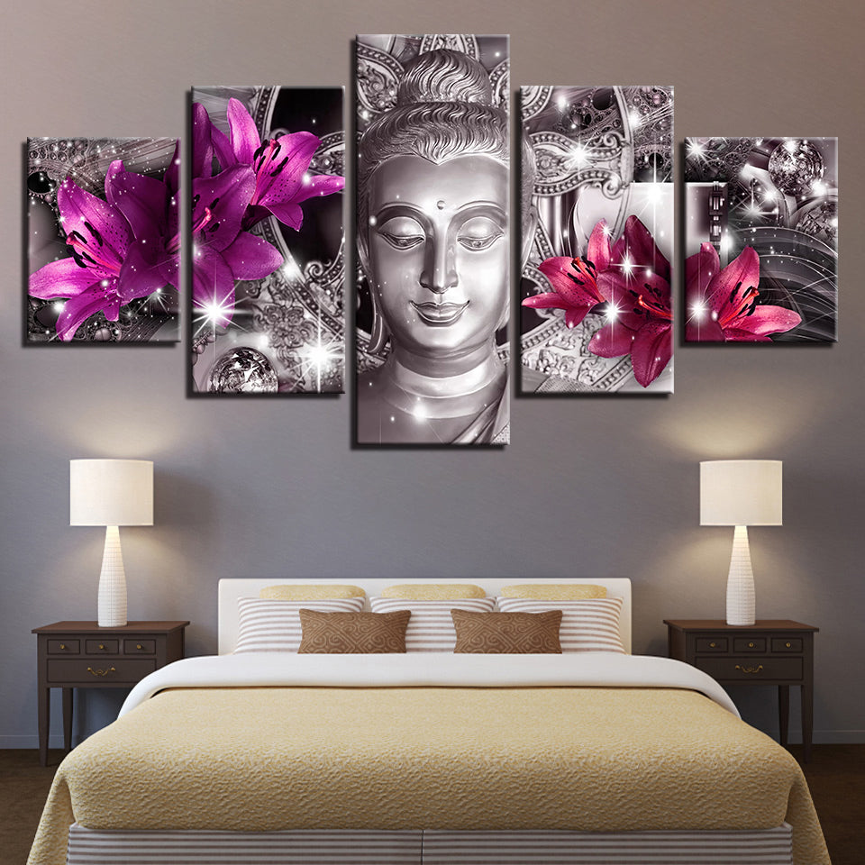 Friedliche Lilien 5 Teile - Leinwand Wandkunst Gemälde
