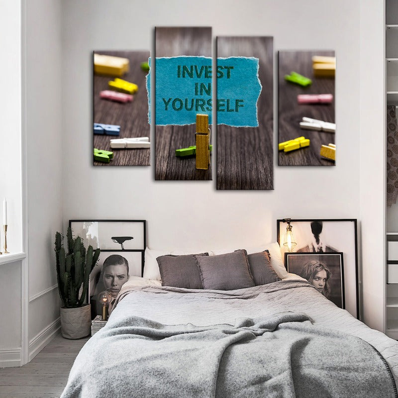 4-teilig Investiere in dich selbst - Leinwand Wandkunst Malerei