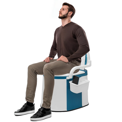 Brehn Tragbare Toilette für Senioren & Erwachsene – mit Armlehnen, Rückenlehne und herausnehmbarem Behälter, für drinnen & draußen
