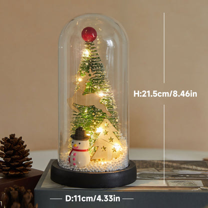 Mini-Weihnachtsbaum in Acryl-Glocke, beleuchtet, 13,5-21,5 cm