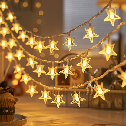 LED-Lichterkette mit Sternen für Innen- und Außenbereich
