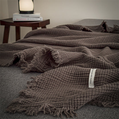 Baumwoll-Gaze-Decke mit Quasten, vierlagig