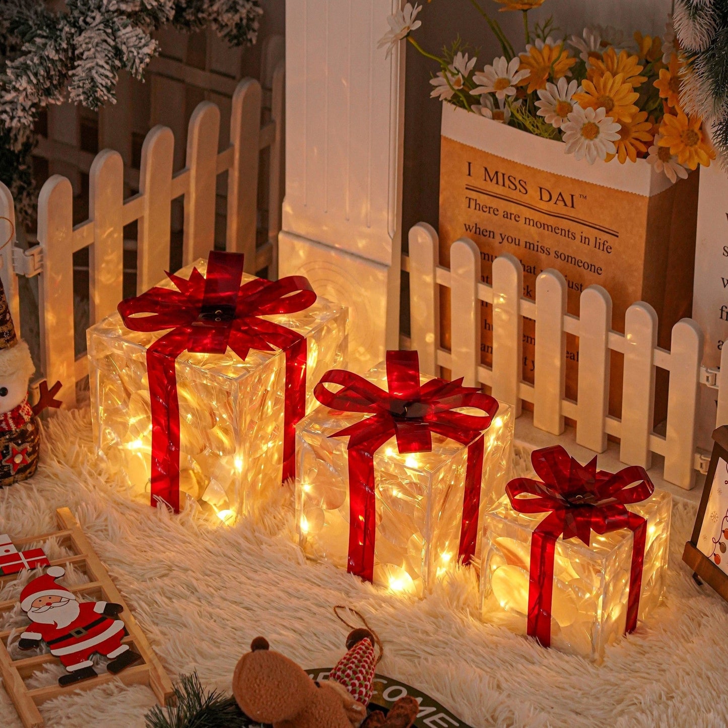 Brehn | GlowBox – LED Geschenkschachteln Set für Weihnachtsdekoration (3 Stück)