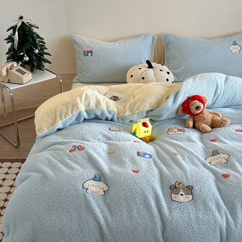 Milchfaser-Fleece Bettwäsche-Set, Teddy-Optik, verschiedene Größen