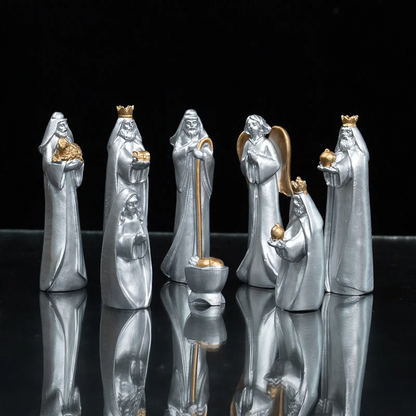 Krippenfiguren-Set aus Kunstharz, 8-teilig