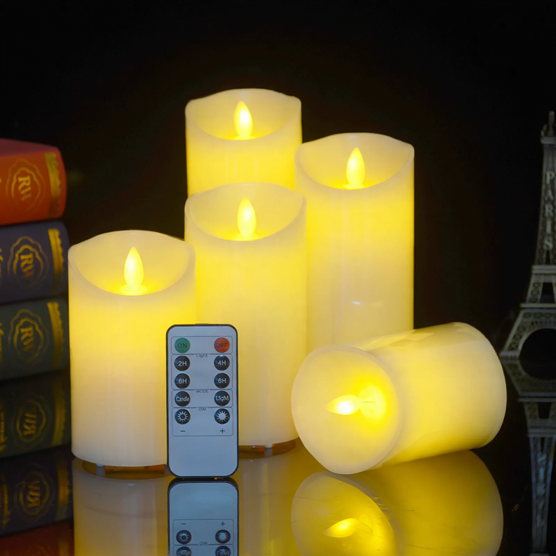 LED-Stumpenkerze aus Stearin, mit Fernbedienung
