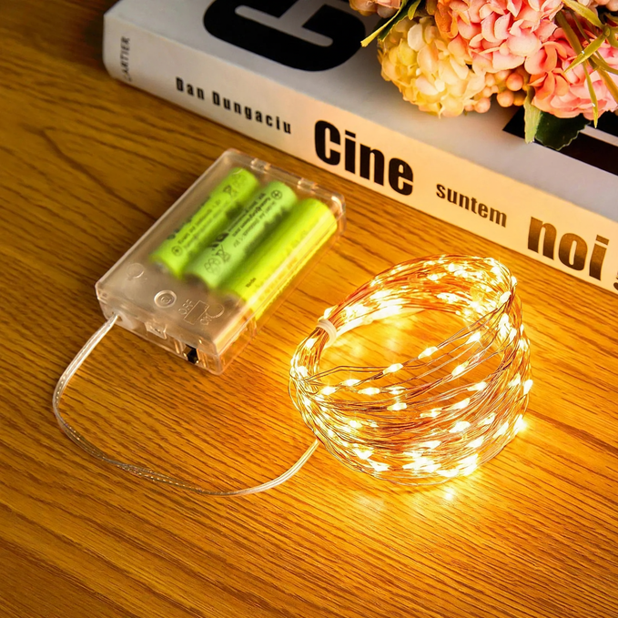 Wasserdichte LED-Silberdraht-Lichterkette, batteriebetrieben