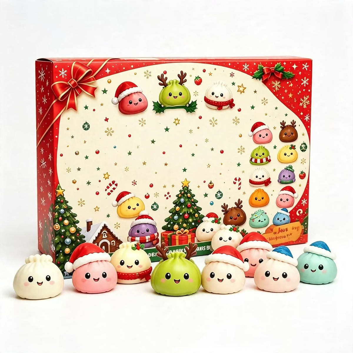 Weihnachts-Adventskalender mit 24 Quetschfiguren